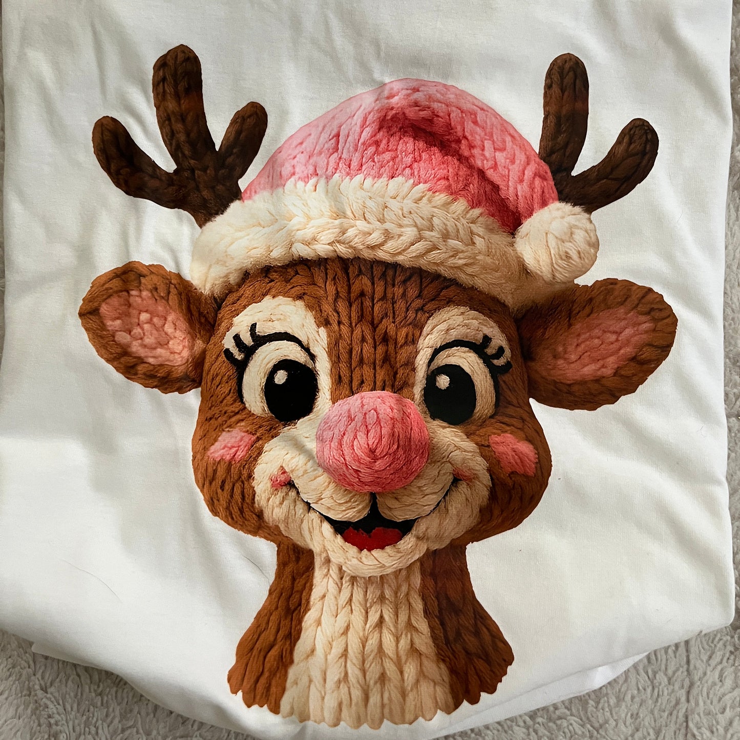 Cozy Reindeer Christmas Shirt – Cute Knit-Style Holiday Design