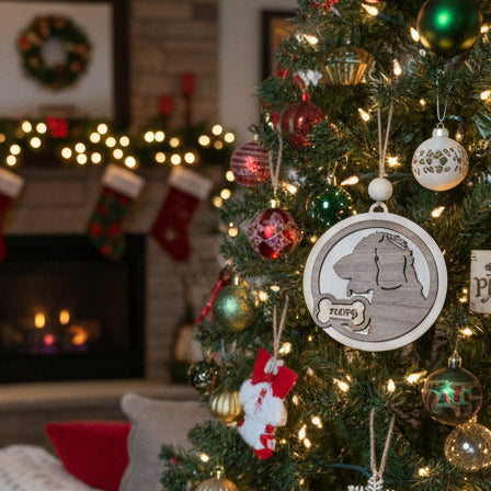 Personalized Dog Silhouette Ornament – Custom Pet Name Christmas Keepsake