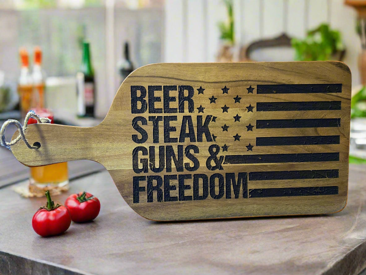 Beer Steak Guns & Freedom Cutting Board