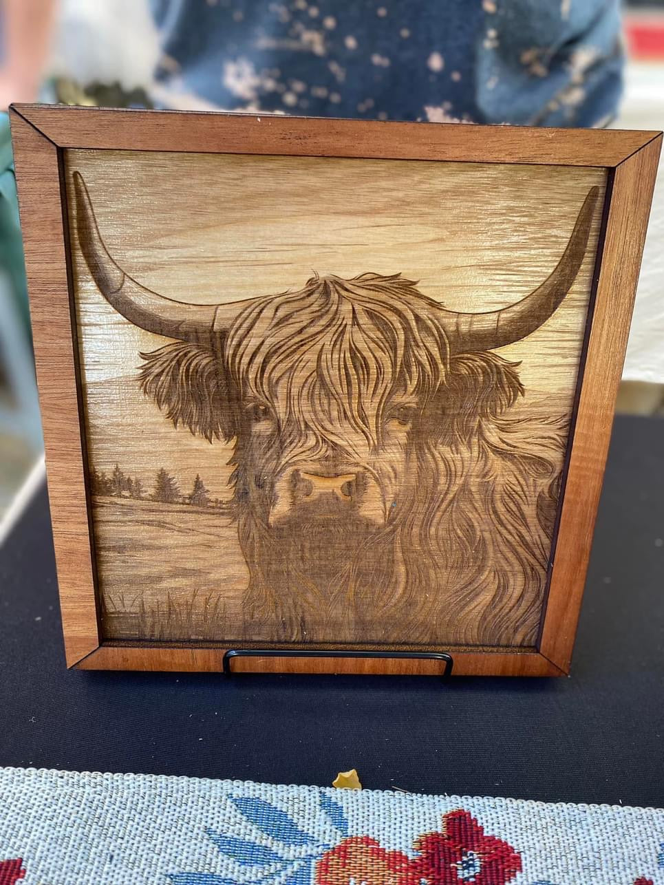 3D Wood Engraved Highland Cow